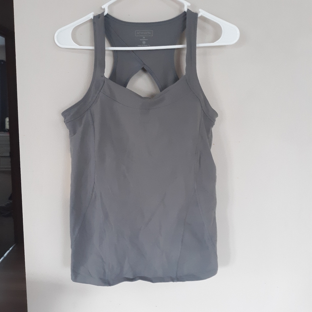 Athleta gray athletic tank built in bra sz M